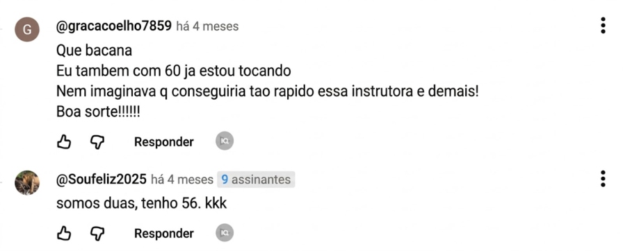 comentários alunas de 60 e 56 anos