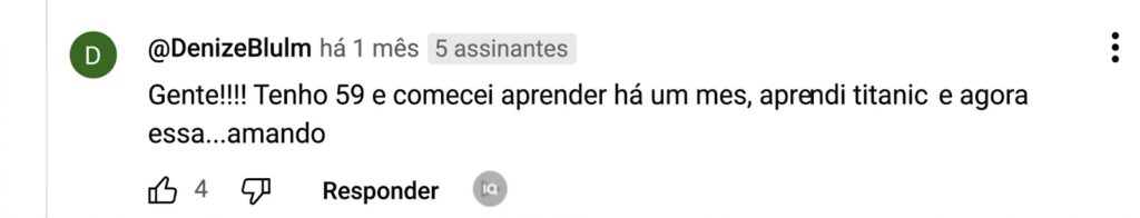 aluna denize de 59 anos aprendeu a tocar músicas rápido